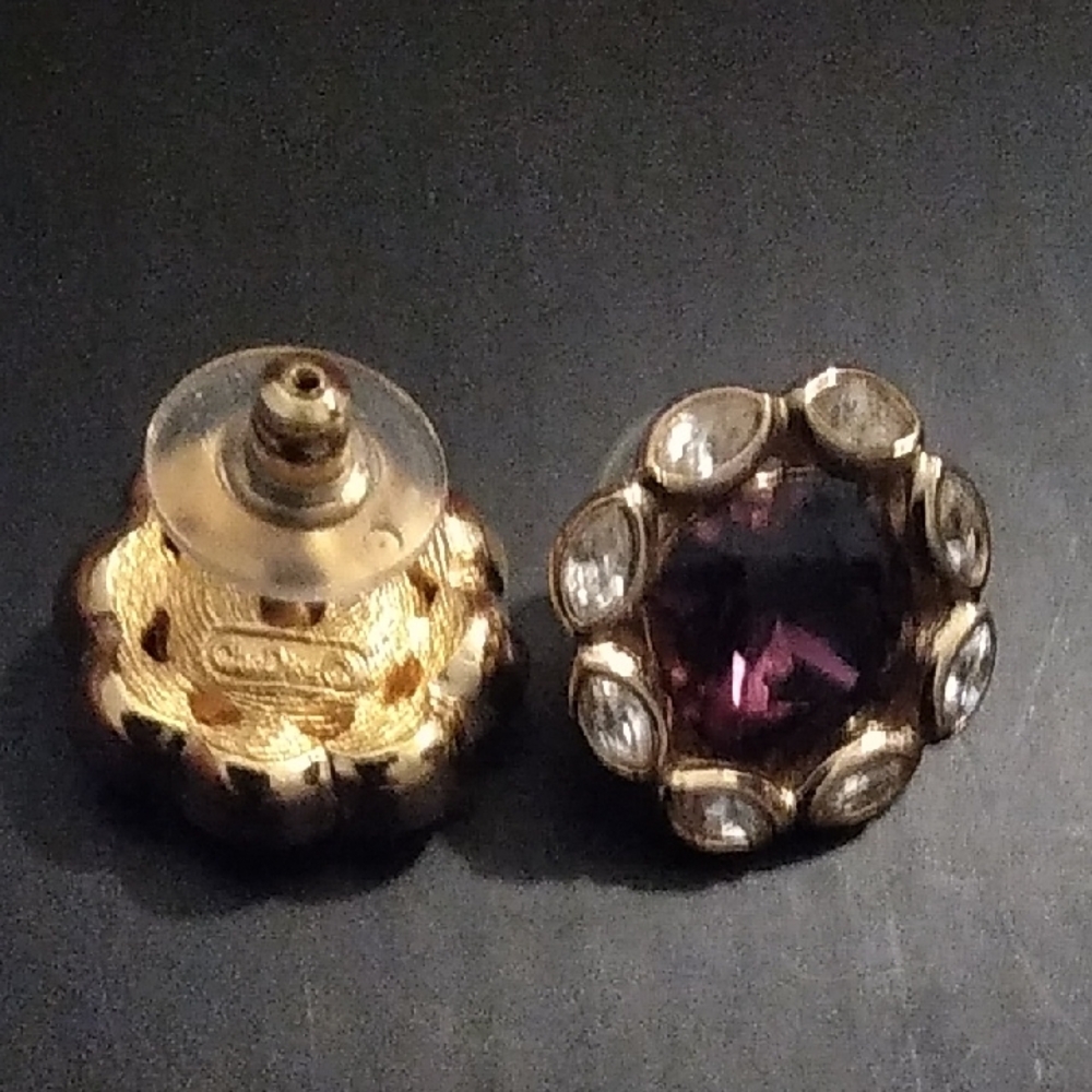 Elegant Gold and Purple Stud Earrings